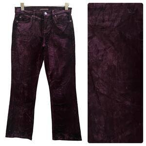 7 For All Mankind Size 26 Merlot Burgundy Velvet Slim Kick Pant 25.5 Inch Inseam